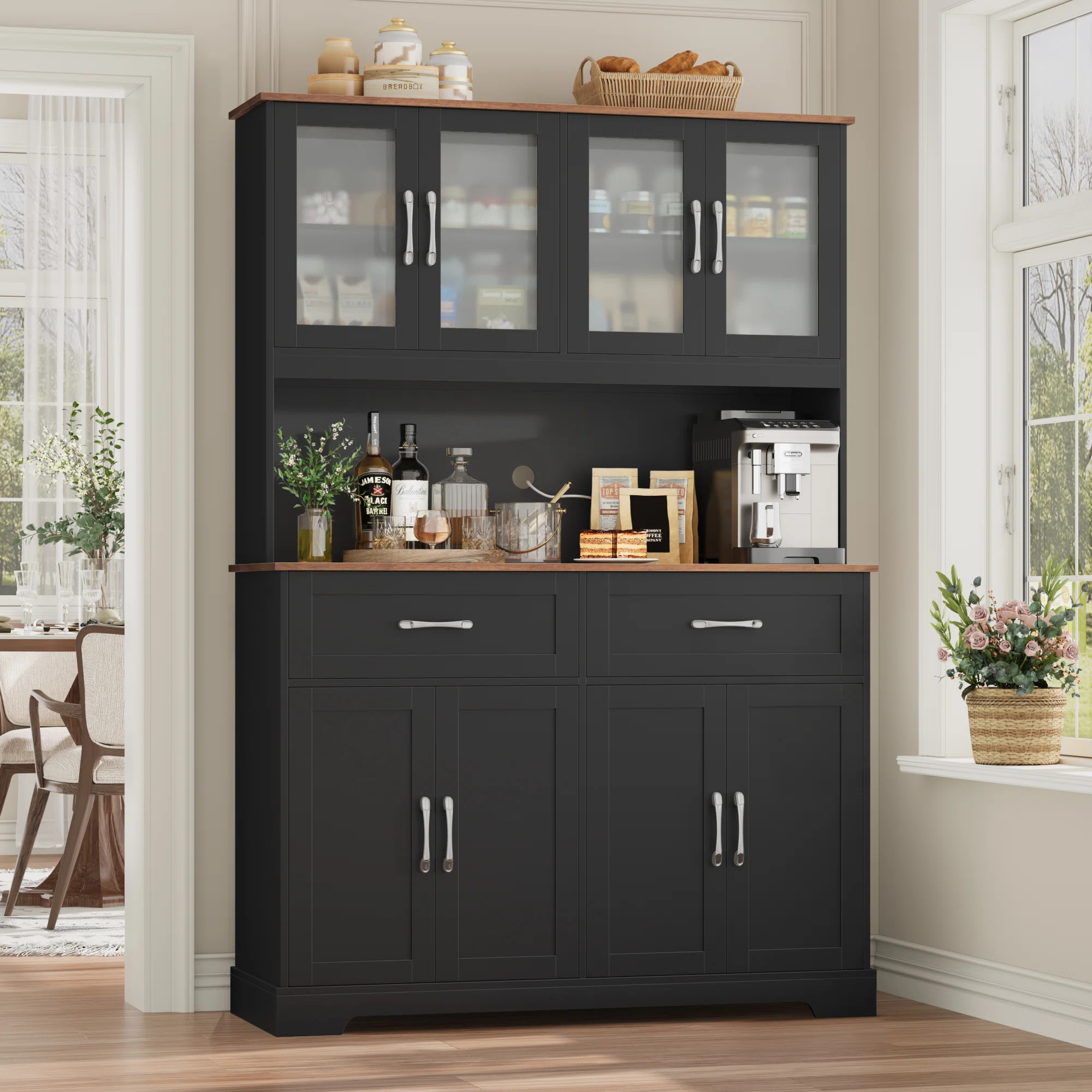 Kyale 70.9"H Stand Alone Kitchen Pantry With Microwave Shelf & Drawers, Wood Storage Pantry Cabin... | Wayfair North America
