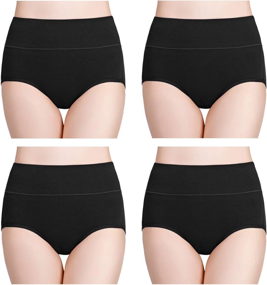 Women's High Waisted Cotton Underwear Ladies Soft Full Briefs Panties Multipack | Amazon (US)