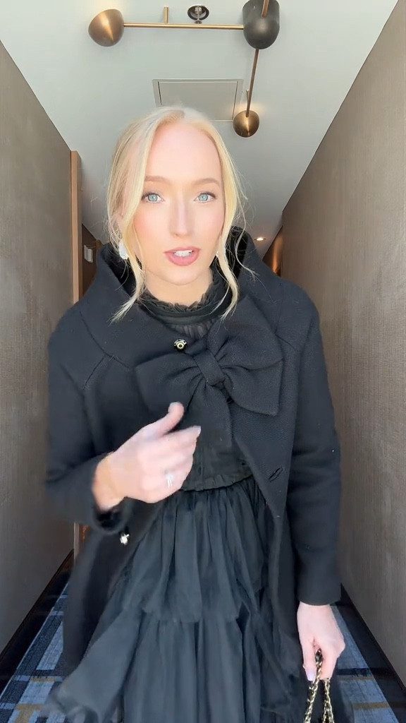 Black tie wedding guest look! I love this black tulle dress with the high neckline. I paired it with this bow coat from Kate Spade, Dior heels and my Kendra Scott earrings. Wedding guest dresses // formal dresses // gala dresses // event dresses // holiday dresses 


#LTKHoliday #LTKVideo #LTKWedding