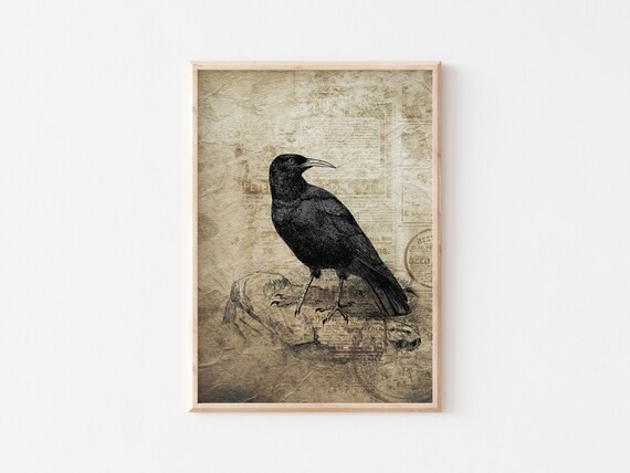Crow  for Halloween Wall Decor, Halloween Printable for Creepy Art, Vintage Halloween Prints, Rav... | Etsy (US)