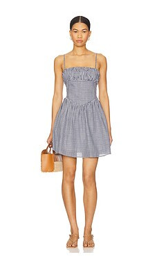 Elodie the Label Leona Mini Dress in Navy Gingham from Revolve.com | Revolve Clothing (Global)