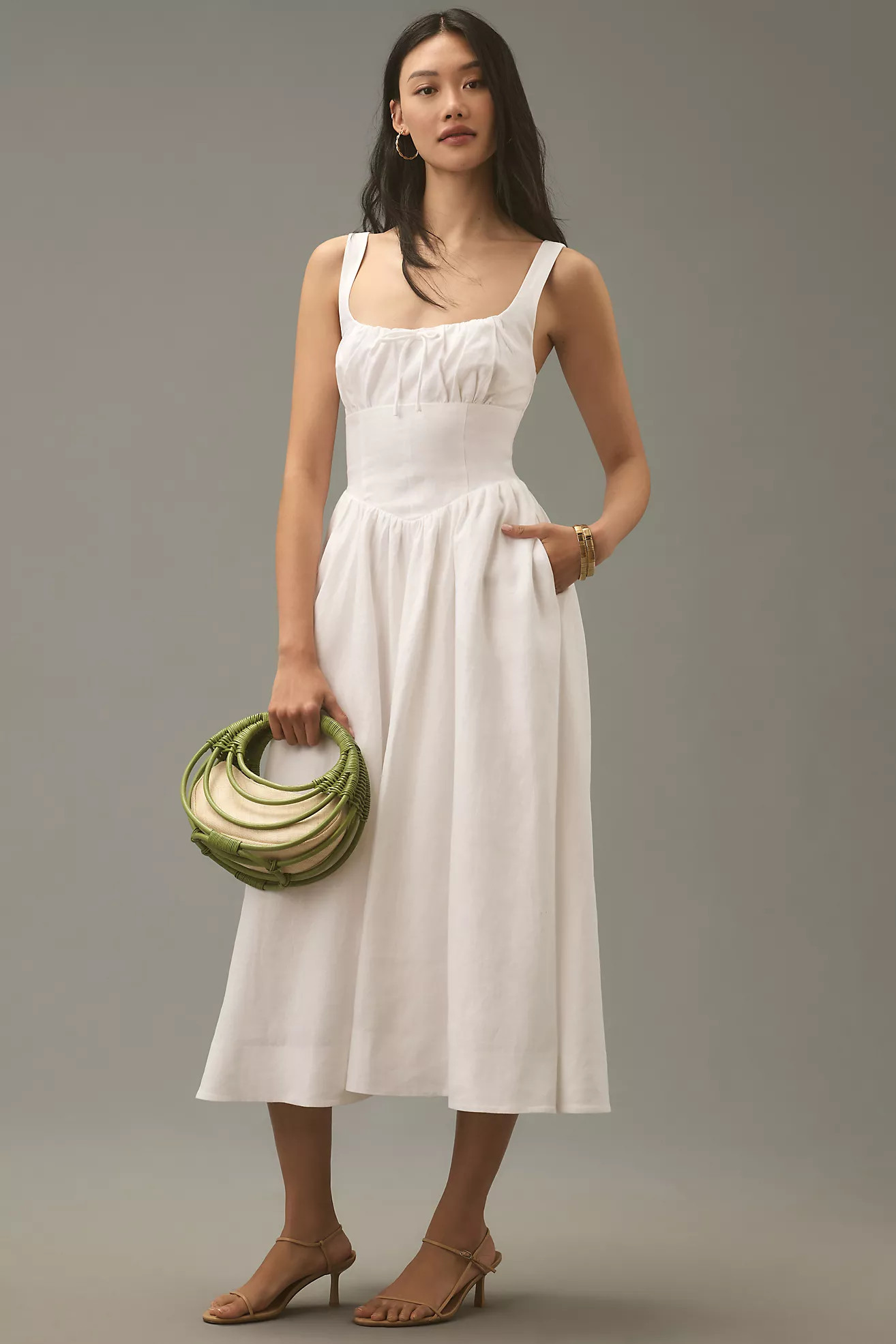 Reformation Balia Linen Midi Dress | Anthropologie (US)