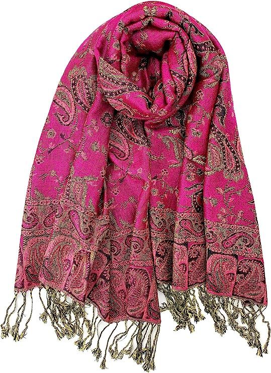 Plum Feathers Tapestry Ethnic Paisley Pattern Pashmina Scarf | Amazon (US)