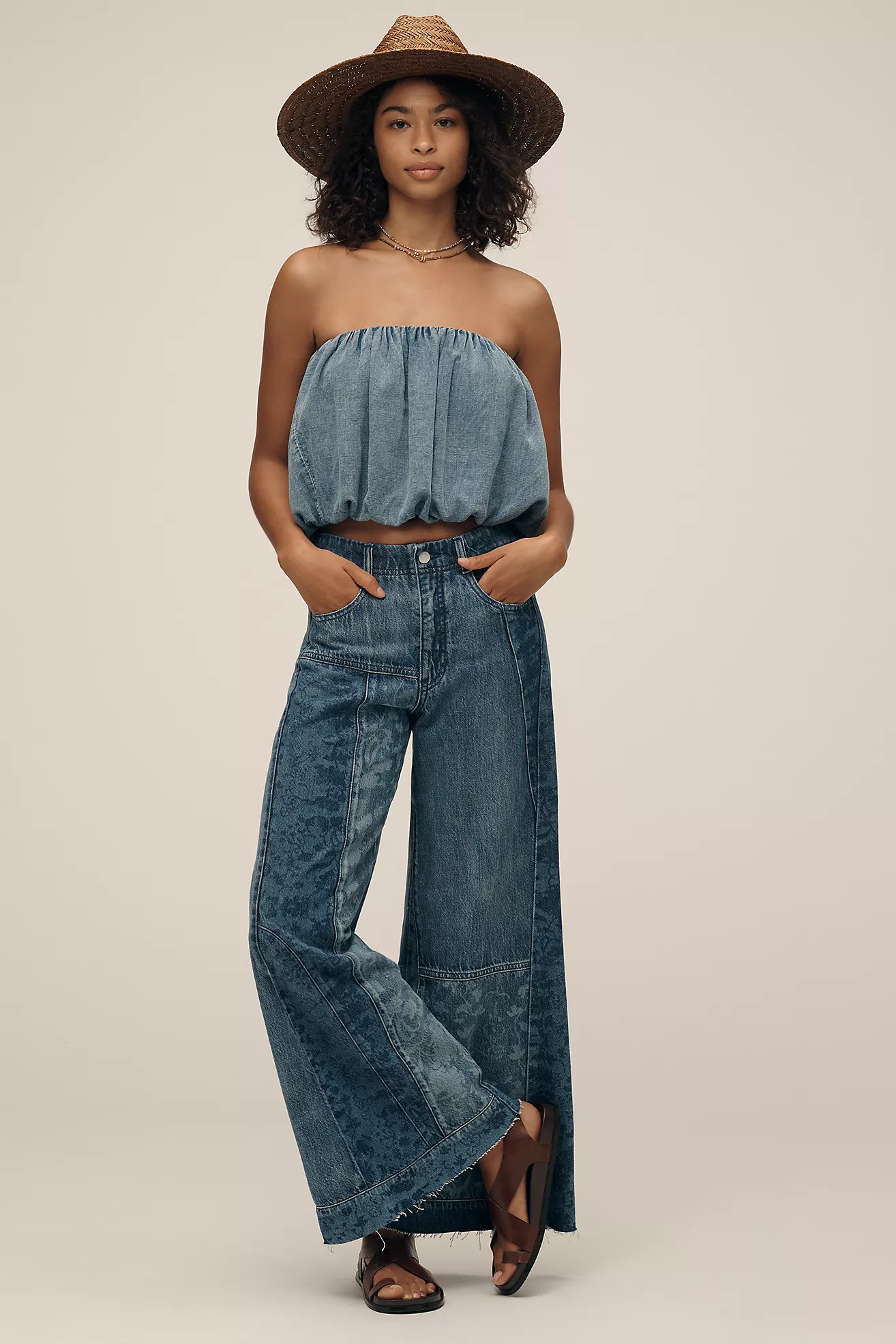 The Adi Patchwork Mid-Rise Flare Jeans by Pilcro | Anthropologie (US)