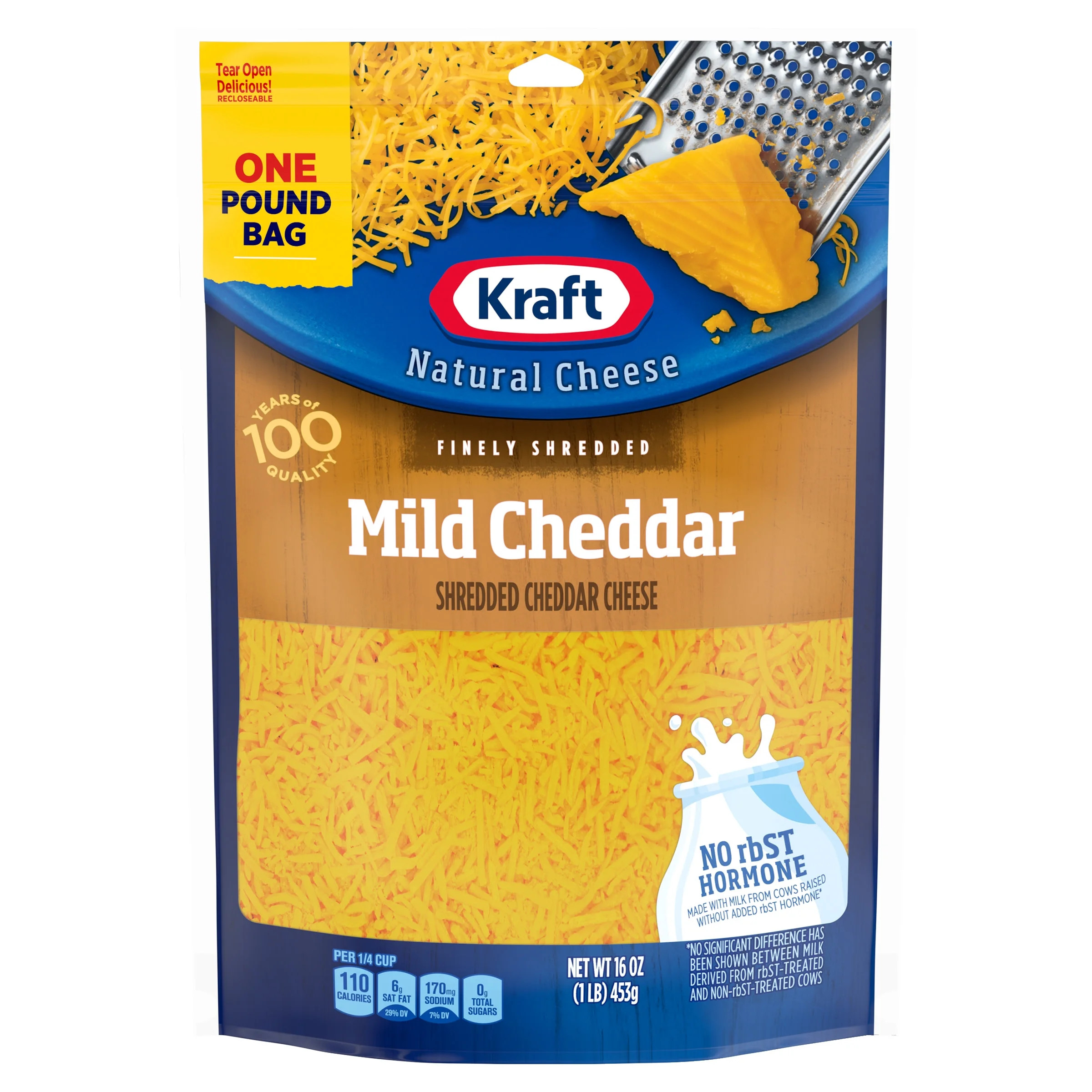 Kraft Mild Cheddar Finely Shredded Cheese, 16 oz Bag | Walmart (US)
