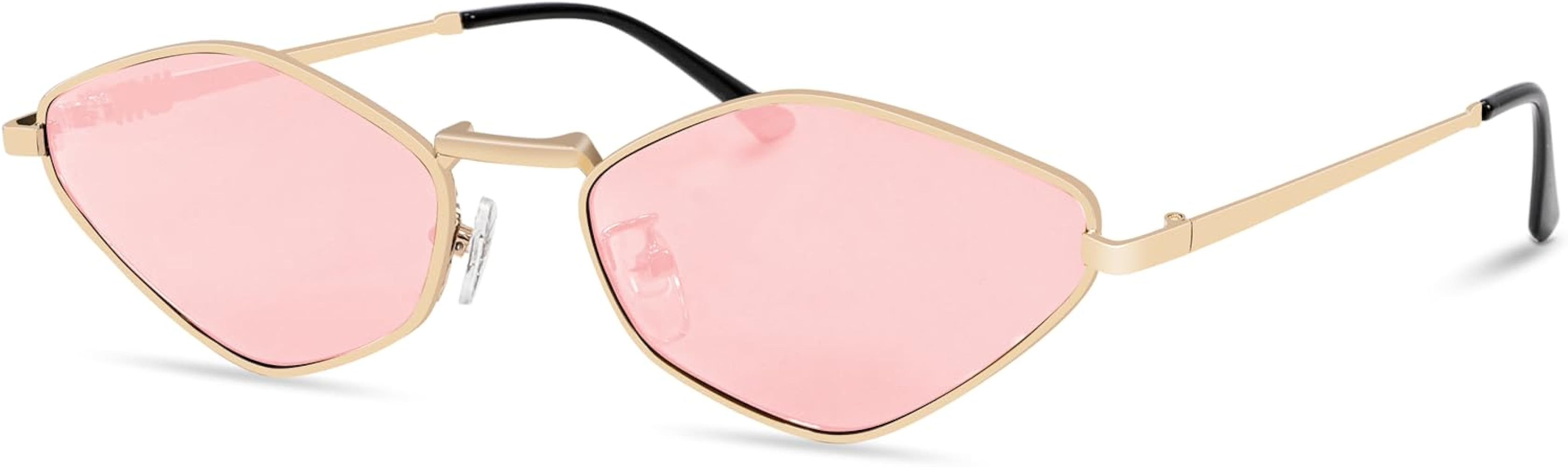 Retro Irregular Metal Sunglasses for Women Men, 2025 Trendy Vintage 90s Chic Small Narrow Gold Fr... | Amazon (US)