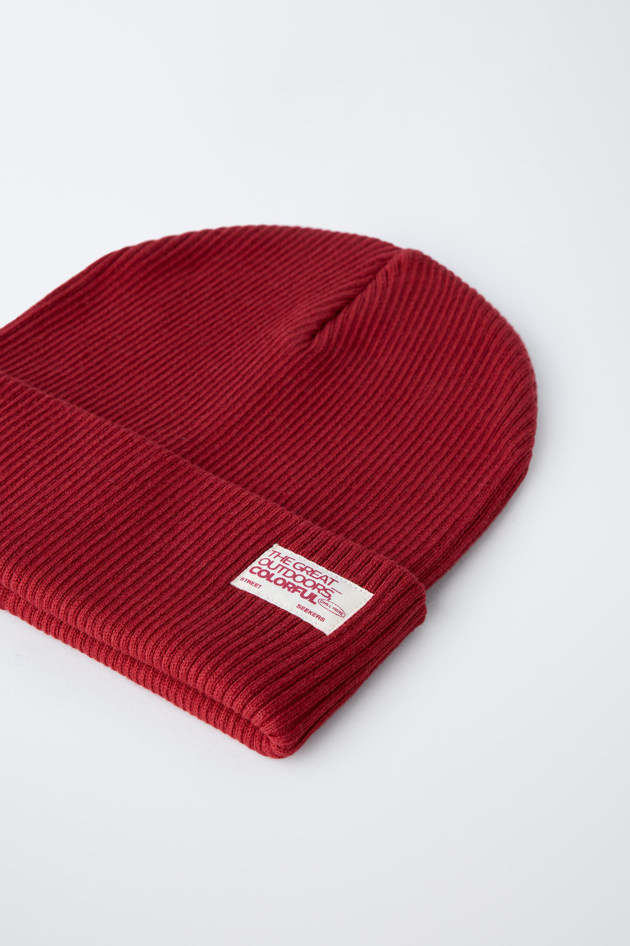 RIBBED KNIT HAT WITH LABEL | Zara US