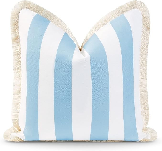 Hofdeco Premium Coastal Hampton Style Patio Indoor Outdoor Pillow Cover Only, 20"x20" Water Resis... | Amazon (US)