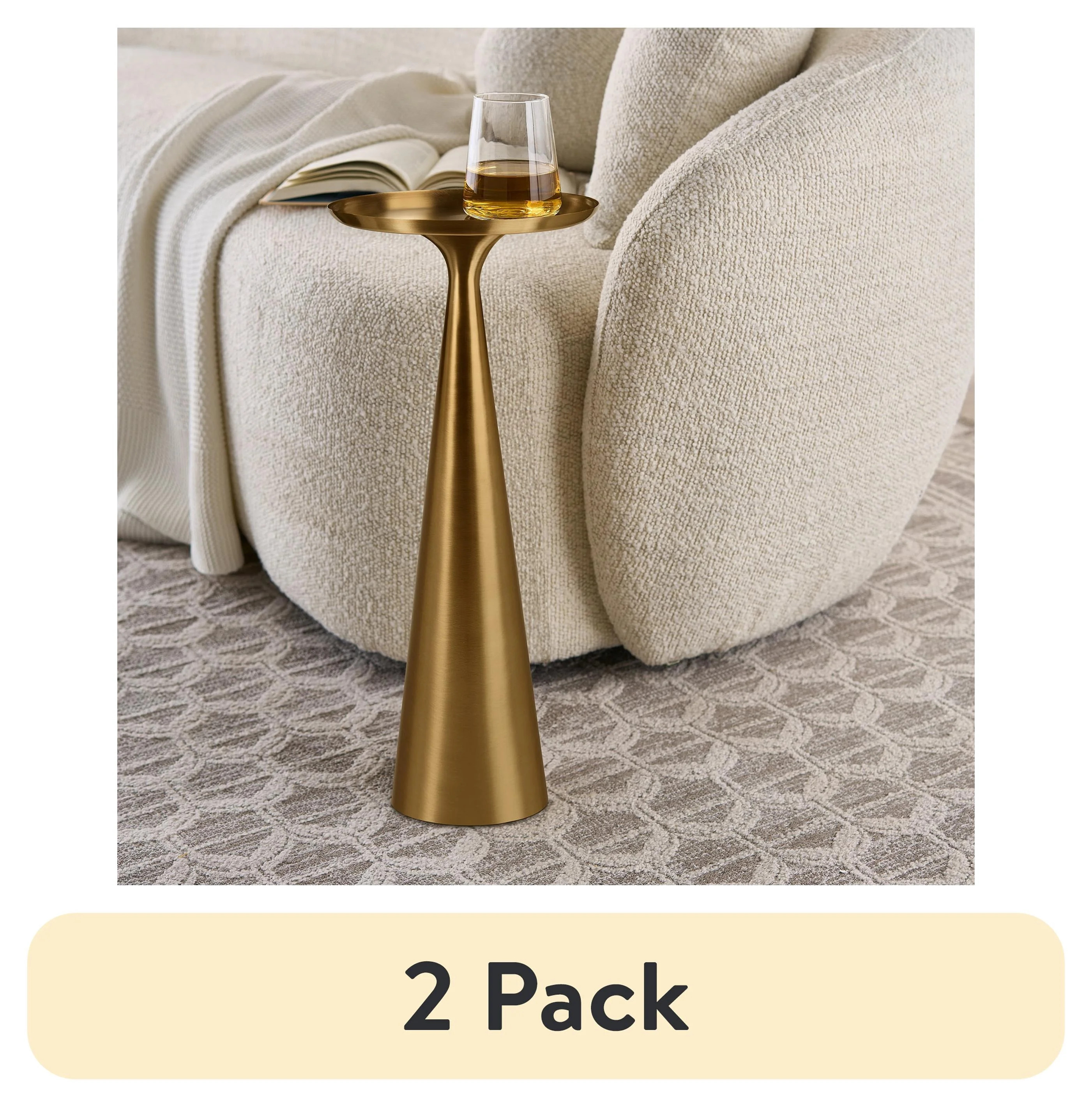 (2 pack) Better Homes & Gardens Truitt Drink Table, Gold - Walmart.com | Walmart (US)