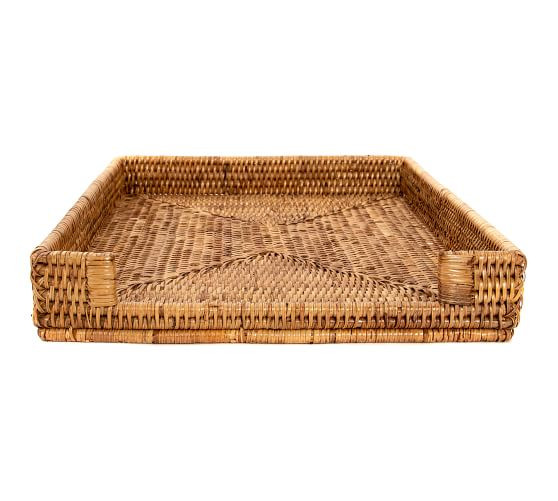 Tava Handwoven Rattan Office Paper Tray | Pottery Barn (US)