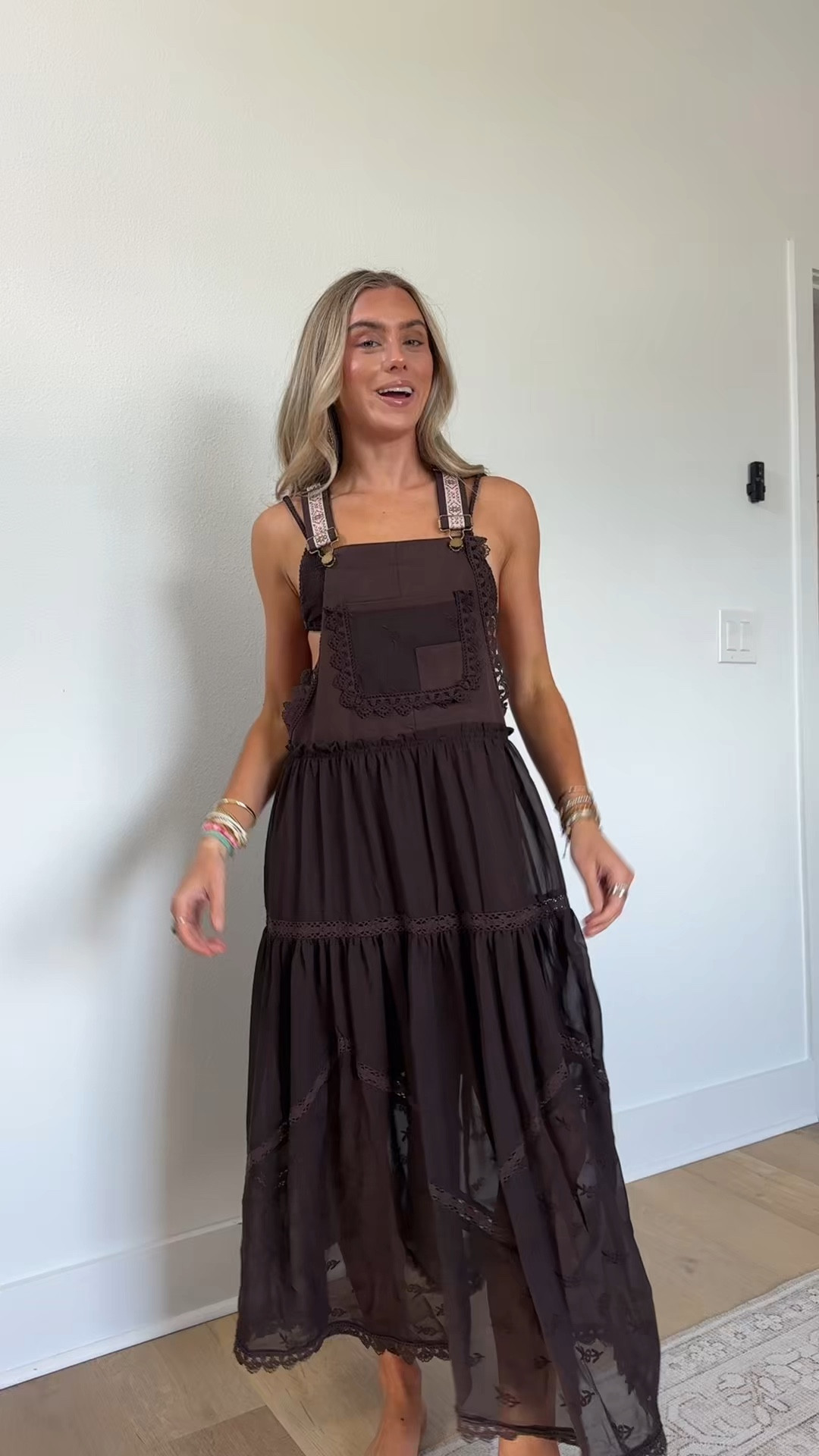 Amazon size XS ebossy Women's Laced Embroidered Tulle Bib Dress Casual Loose Adjustable Straps Maxi Dress

#LTKootd #LTKSaleAlert #LTKdayinmylife
