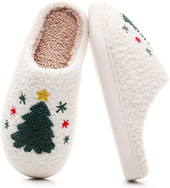 Menore Christmas Reindeer Slippers for Womens Mens Plush Warm Santa Claus Slippers Fuzzy House Sl... | Amazon (US)