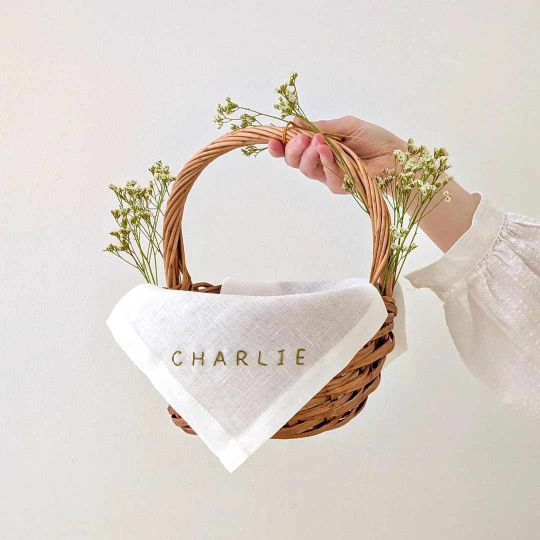 Hand Embroidered Personalized Easter Basket Liner | New Font + Linen Colors | Exclusively on Etsy | Etsy (US)