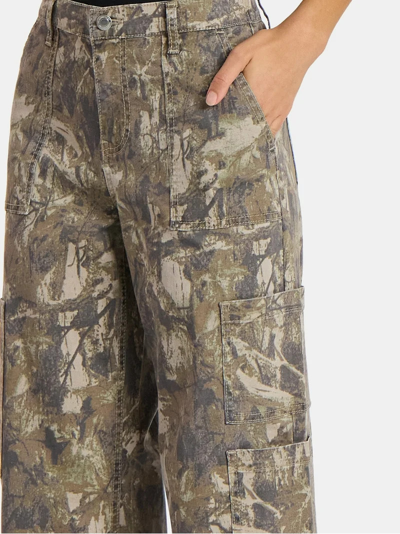 No Boundaries Cargo Wide Leg Jeans, 31" Inseam, Women's | Walmart (US)