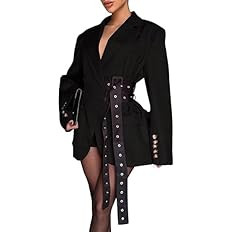 Womens Business Casual Blazer Fall Long Sleeve Blazers Oversize Work Suit Jackets with Belt | Amazon (US)