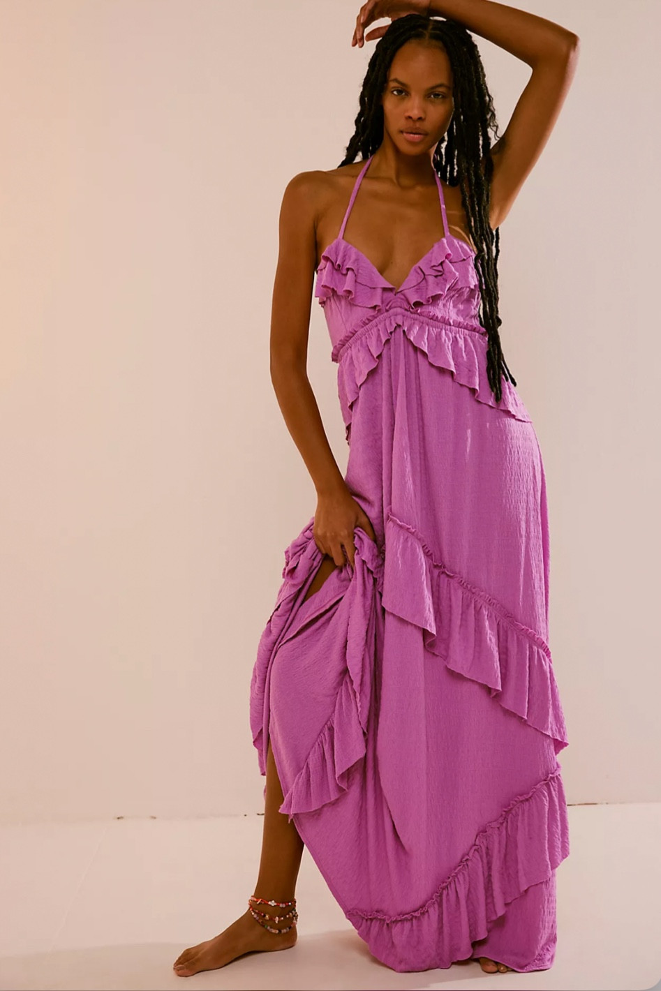 chinese dress ladies European Summer Maxi Slit Dress-Baby Blue