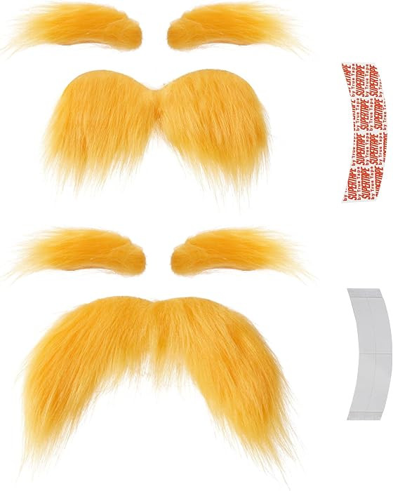 woxafo 2 PCS Yellow Mustache and Eyebrows with Spare Tape, 2 Novelty Realistic Yellow Fake Mustac... | Amazon (US)