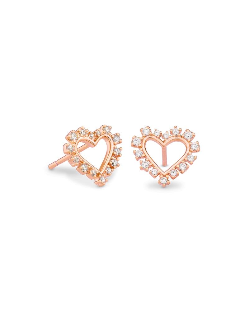 Ari Heart Gold Stud Earrings in White Crystal | Kendra Scott | Kendra Scott