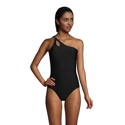Women's Chlorine Resistant Tummy Control One Shoulder One Piece Swimsuit Adjustable Strap | Lands' End (US)