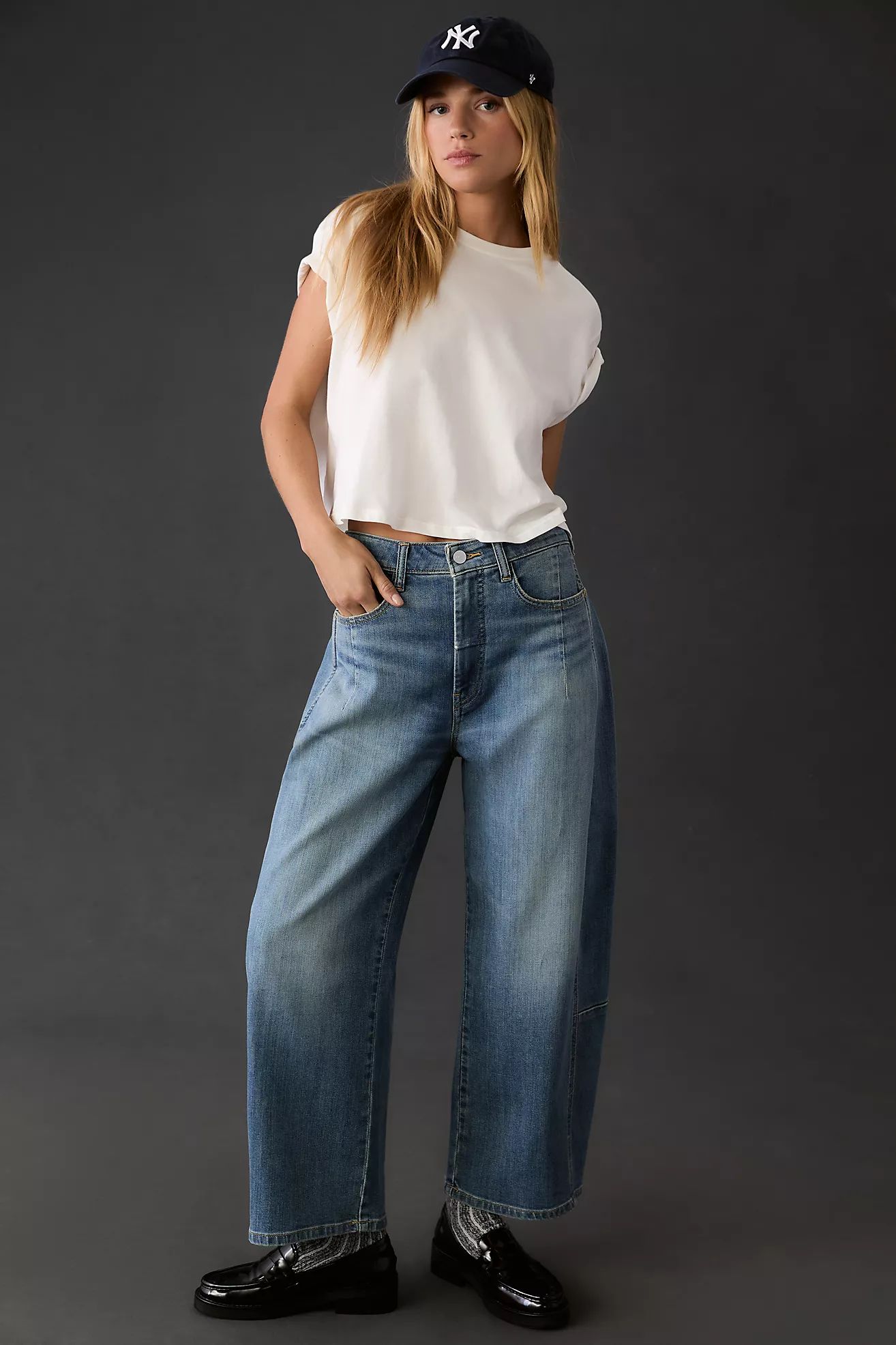 Pilcro Heritage Curve Mid-Rise Barrel Jeans | Anthropologie (US)