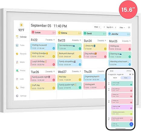 Skyzoo 15.6-Inch Digital Calendar – Schedule, Chore Chart, Meal Planner, Task Rewards System, F... | Amazon (US)