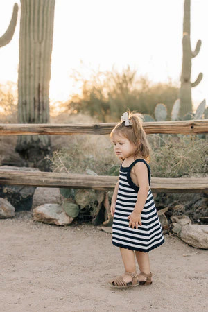 Navy Stripe Knit Tank Dress | Mebie Baby