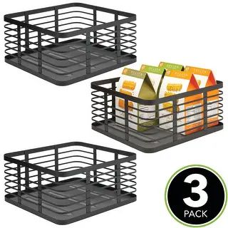 mDesign Metal Wire Food Organizer Storage Bin, 3 Pack - Black - 12 X 9 | Bed Bath & Beyond