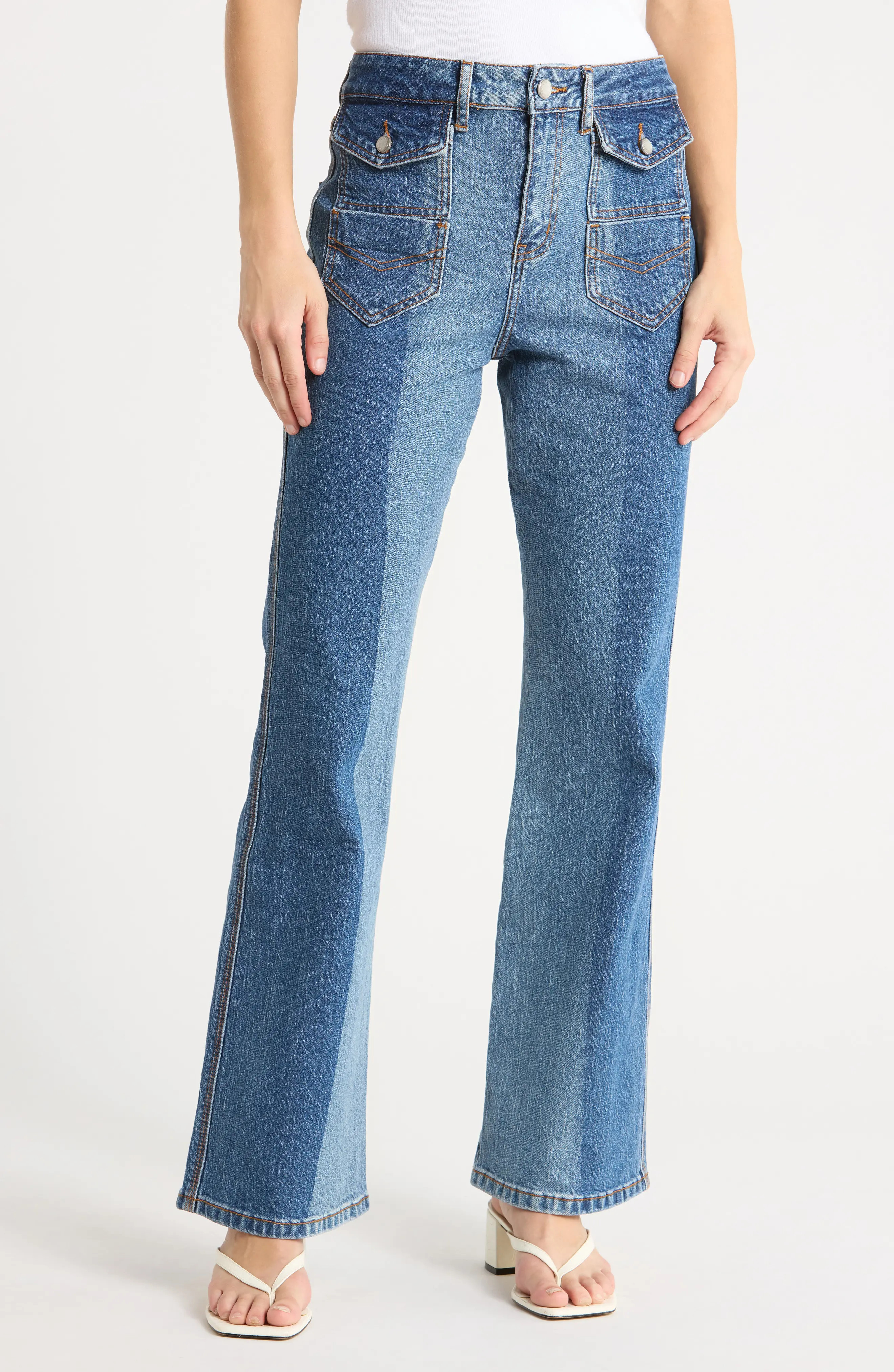 Avec Les Filles High Rise Flare Leg Jeans in Campus Wash at Nordstrom Rack, Size 32 | Nordstrom Rack