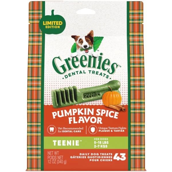 Greenies Pumpkin Spice Flavor Teenie Size Dental Chew Treats for Small Dogs, 12 oz Pouch (43 Trea... | Walmart (US)
