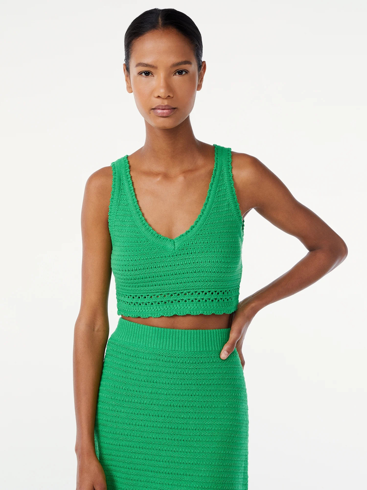 Scoop Women's Crochet Sleeveless Crop Top - Walmart.com | Walmart (US)