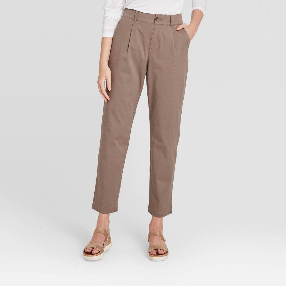 Women's High-Rise Straight Leg Ankle Pants - A New Day Brown 12 | Target