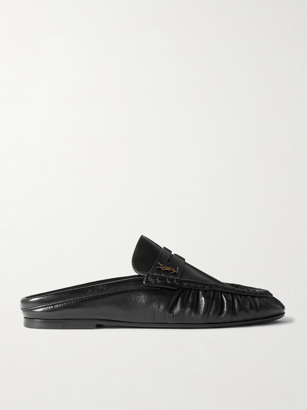 SAINT LAURENT - Le Loafer Logo-embellished Mules - Black | NET-A-PORTER (US)