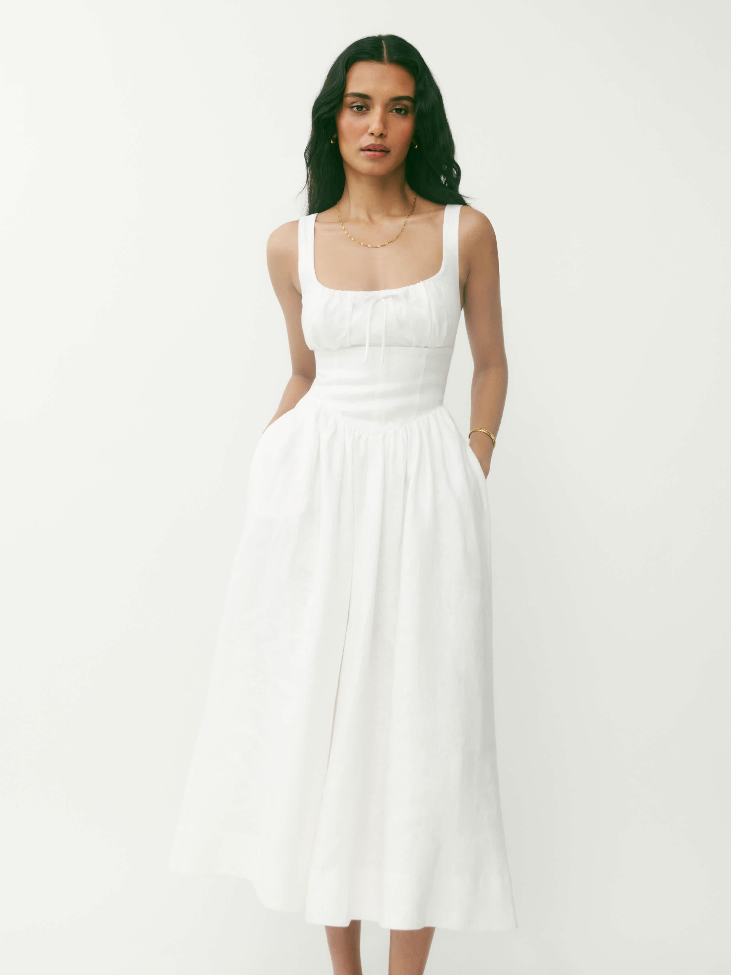 Reformation Petites Balia Linen Dress Ivory 10P | Reformation (Global)