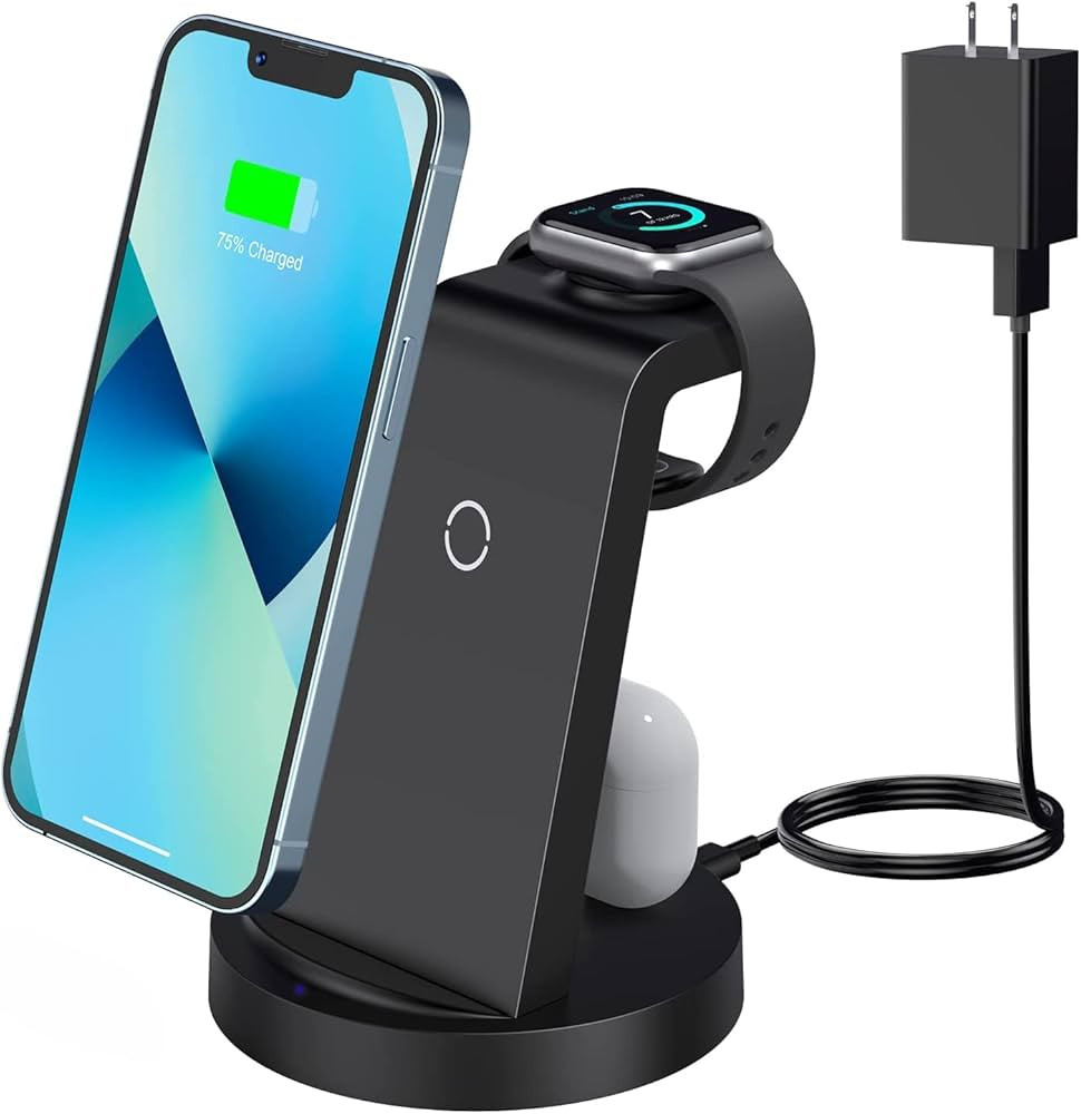 Wireless Charging Station, 3 in 1 Wireless Charger for iPhone 14/13/12/11/Pro/Max/SE/XS/XR/X/8 Pl... | Amazon (US)
