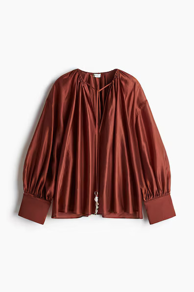 H & M - Blouse en lyocell mélangé - Orange | H&M (FR, IT, ES, PT, BE)