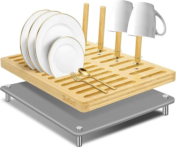 Sofort Stone Drying Mat for Kitchen Counter, Quick Dry Ultra Absorbent Dish Drying Mat with Bambo... | Amazon (US)
