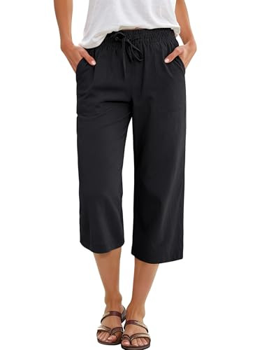 ANRABESS Capris Pants for Women Summer Casual Loose Drawstring Elastic High Waist Straight 2026 L... | Amazon (US)