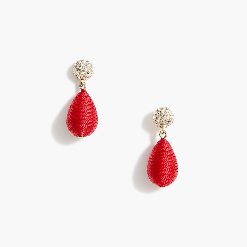 Thread-wrapped drop earrings with crystal posts | J.Crew Factory