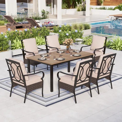 Argyri Rectangular 6 - Person 64" Long Dining Set with Cushions | Wayfair North America