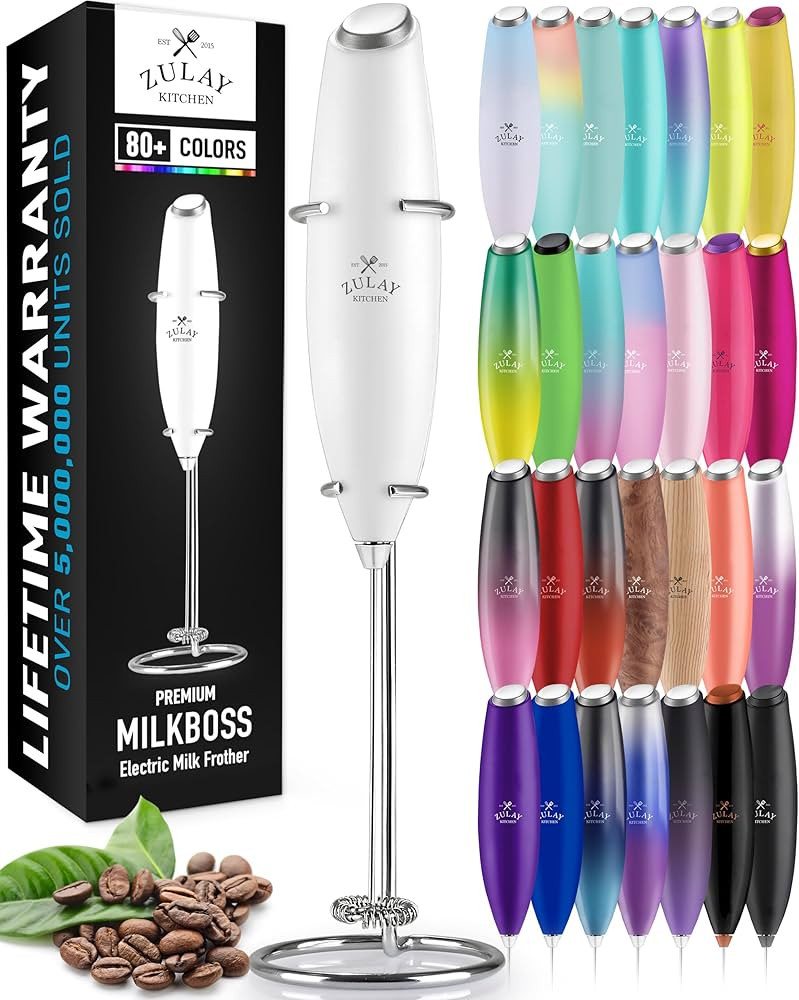 Zulay Powerful Milk Frother Handheld Foam Maker for Lattes - Whisk Drink Mixer for Coffee, Mini Foam | Amazon (US)