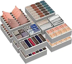 16Pack Sock Underwear Drawer Organizer Clothes Dividers, 57 Cells Dresser Closet Organizers Folda... | Amazon (US)