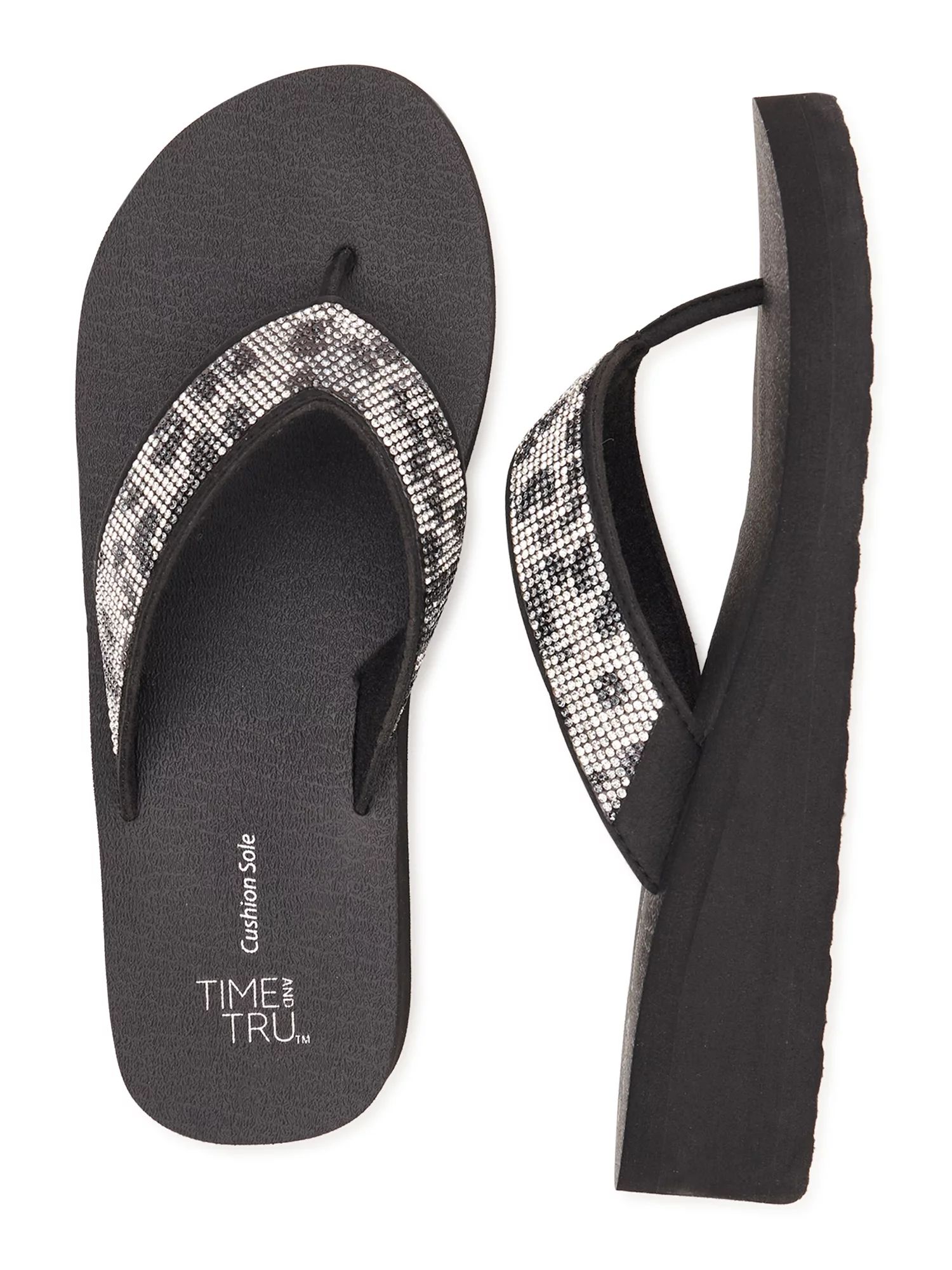 Time and Tru Women's Embellished Wedge Flip Flops | Walmart (US)
