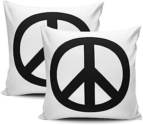 FASLMH Sofa Decoration Pillowcases 2 Pack Black White Peace Sign Symbol Cushion Case Throw Pillow... | Amazon (US)