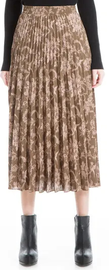 MAXSTUDIO Graduated Pleat Print Knee-Length Midi Skirt | Nordstromrack | Nordstrom Rack