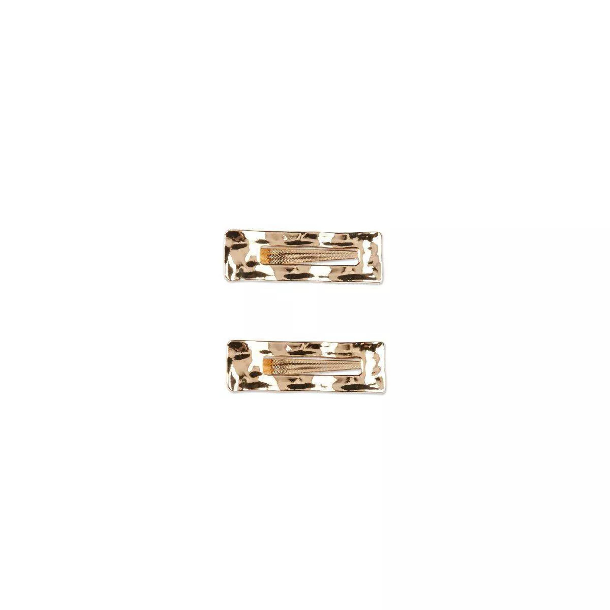 scünci Consciously Minded Recycled Hammered Metal Salon Clips - Gold - 2pc | Target