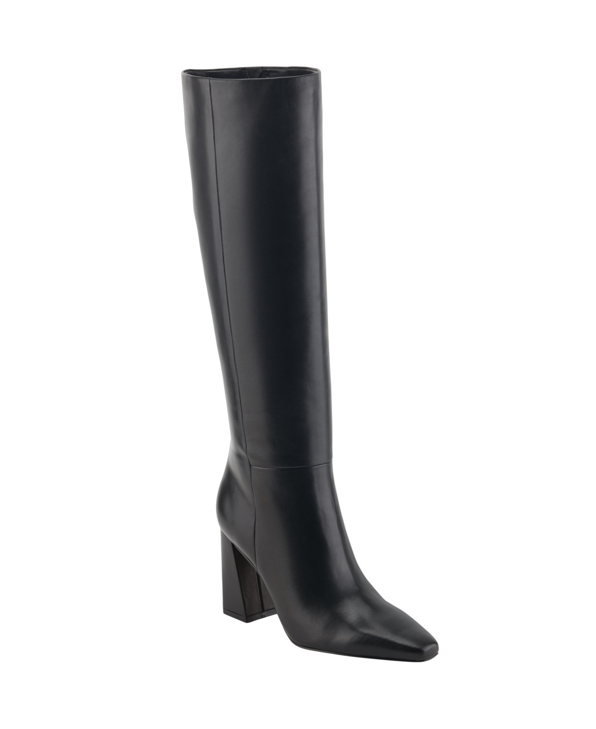 Marc Fisher Ltd Women's Yarli High Shaft Block Heel Boots - Black Leather | Macy's