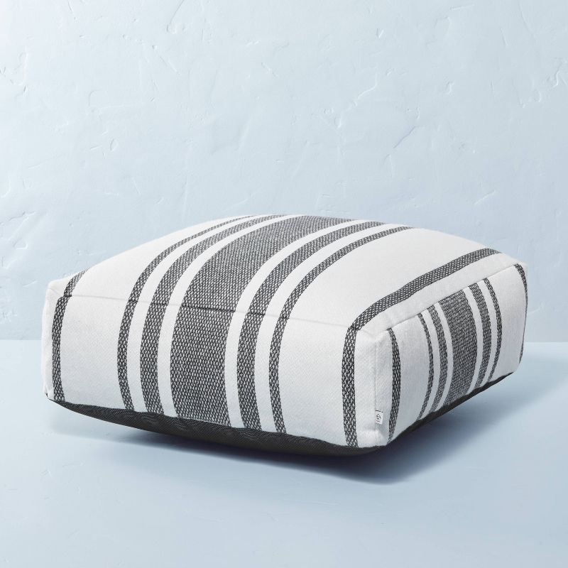 Variegated Stripe Indoor/Outdoor Floor Cushion Dark Gray/Cream - Hearth & Hand™ with Magnolia | Target