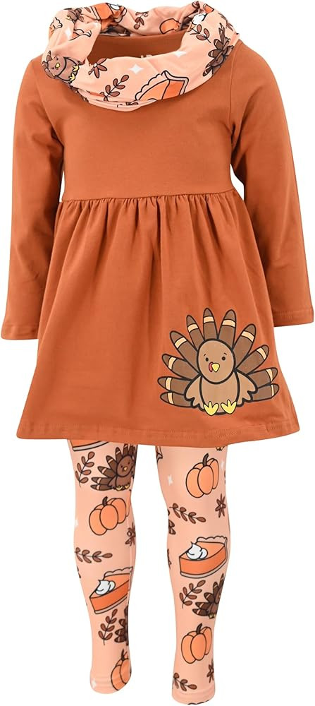 Unique Baby Kids Long Sleeve Shirt Legging and Scarf 3pc Set for Toddler and Girls | Amazon (US)