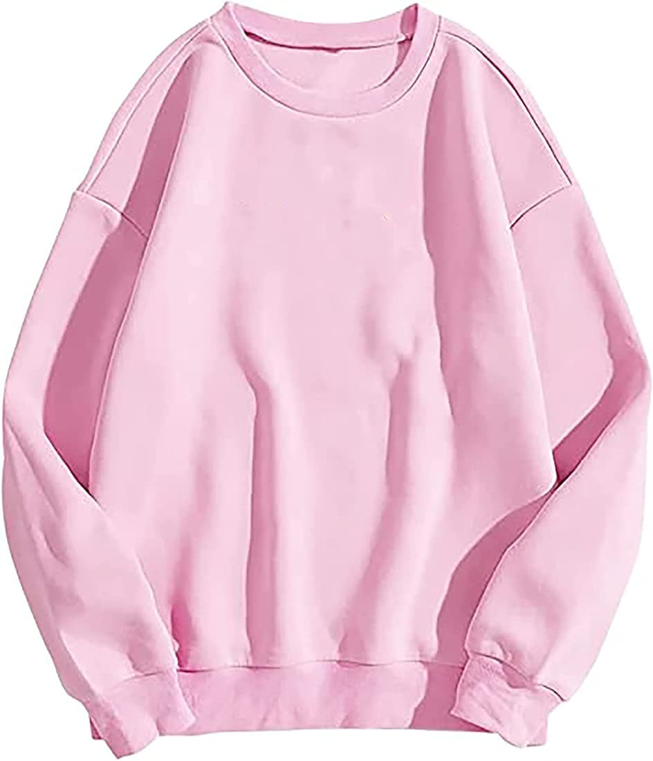 Meladyan Basic Solid Fleece Drop Shoulder Sweatshirt Oversized Premium Crewneck Long Sleeve Pullo... | Amazon (US)