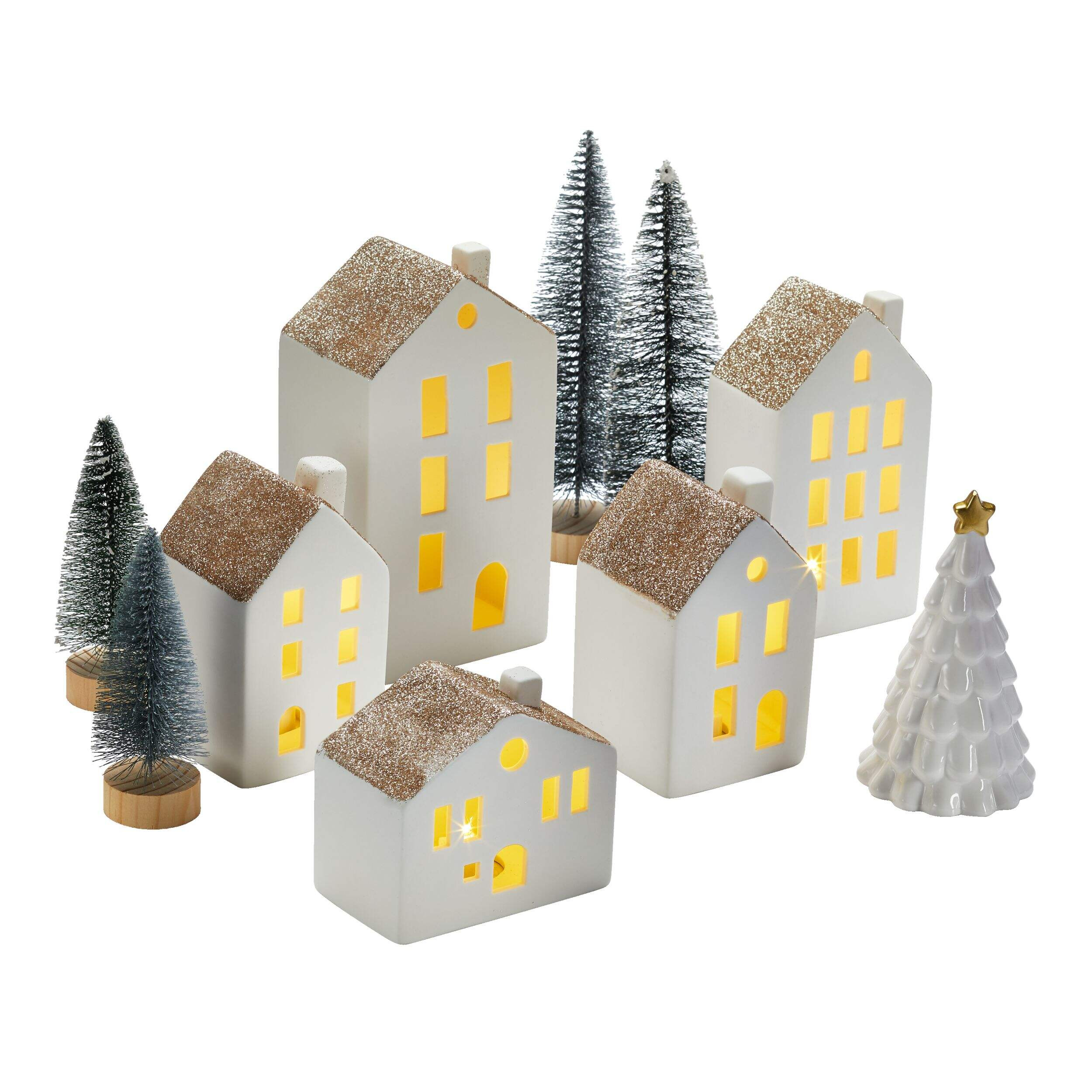 CANVAS Ceramic LED Christmas House Decoration Set, White, 10-pc | Canadian Tire